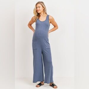 Hello MIZ Sleeveless Wide-Leg Jumpsuit in Charcoal Gray